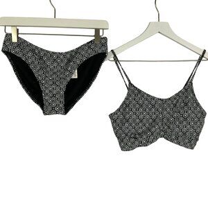 Abercrombie Kids Girls Bikini Set Size 17/18 NWOT Black White Geometric Sport
